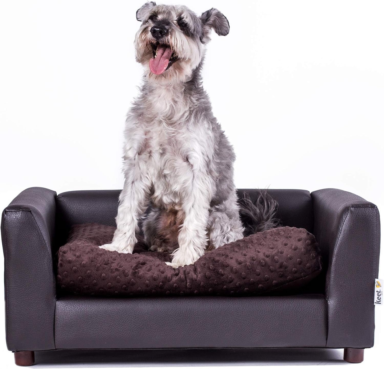 Keet Fluffy Deluxe Dog Bed Sofa – Stylish Dark-Colored Sofa Bed, Comfortable and Cozy Design for Small Dogs