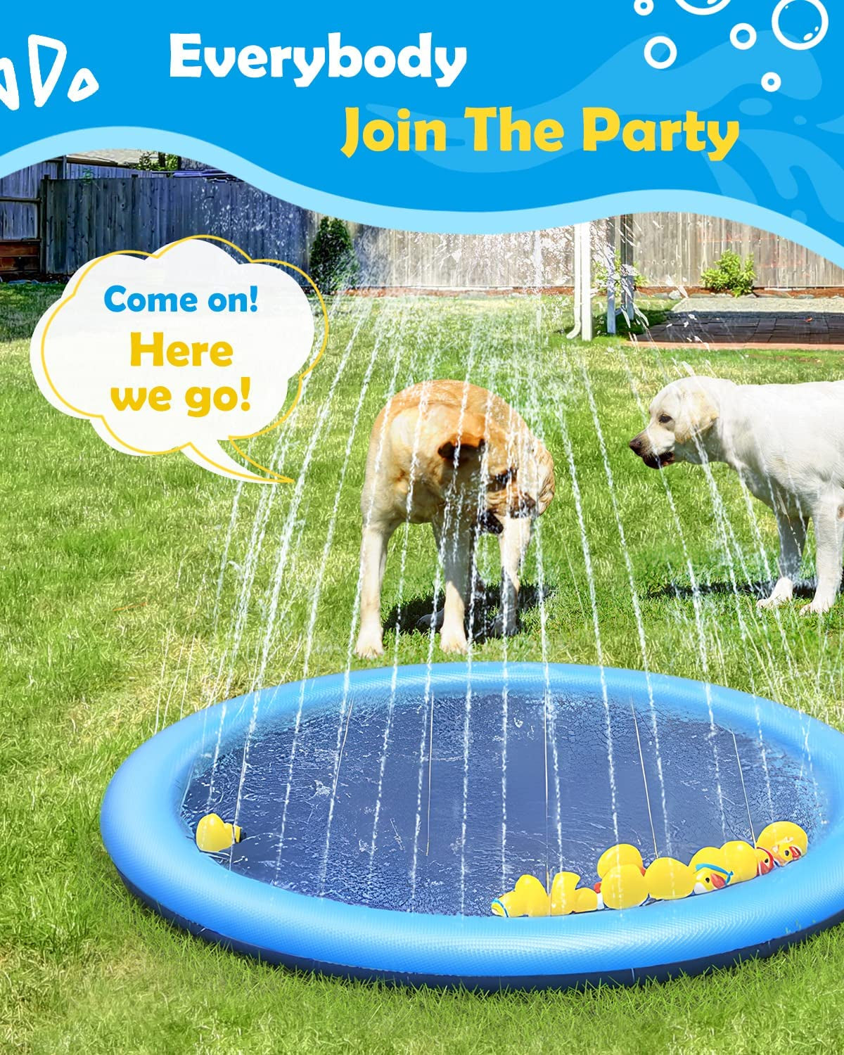 Peteast 67" Anti-Slip Dog Splash Pad, BPA-Free, 0.58mm Thick - Blue
