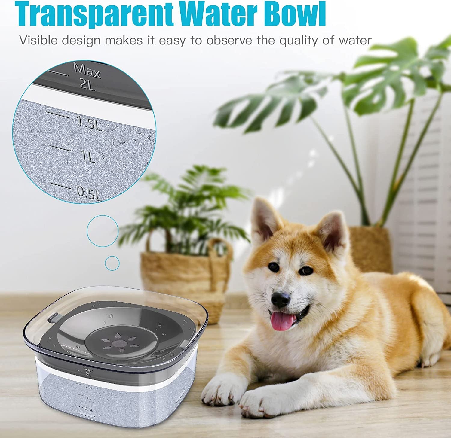 UPSKY No Spill Dog Water Bowl, 70Oz, Large Capacity, Anti-Splash, Perfect for Travel & Messy Drinkers