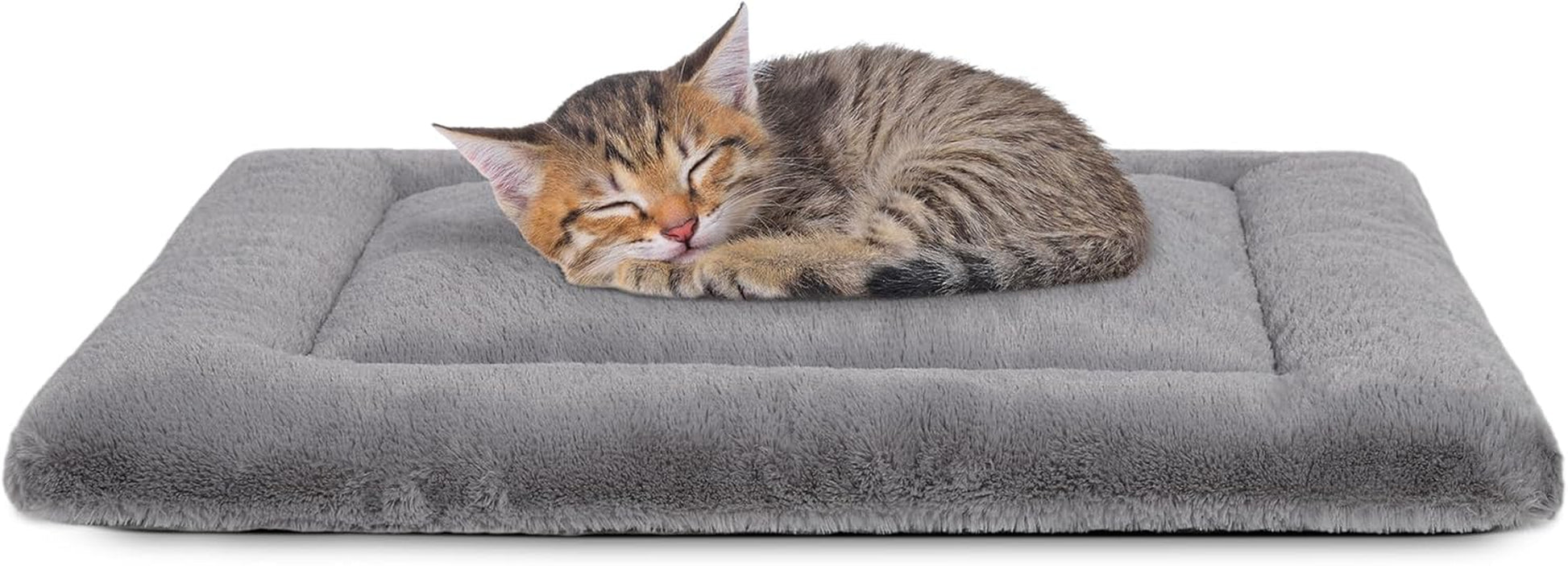 Washable Dog Crate Bed for Large Dogs - Non-Skid Comfort Pad Mat, Fits Metal Crates, Light Grey