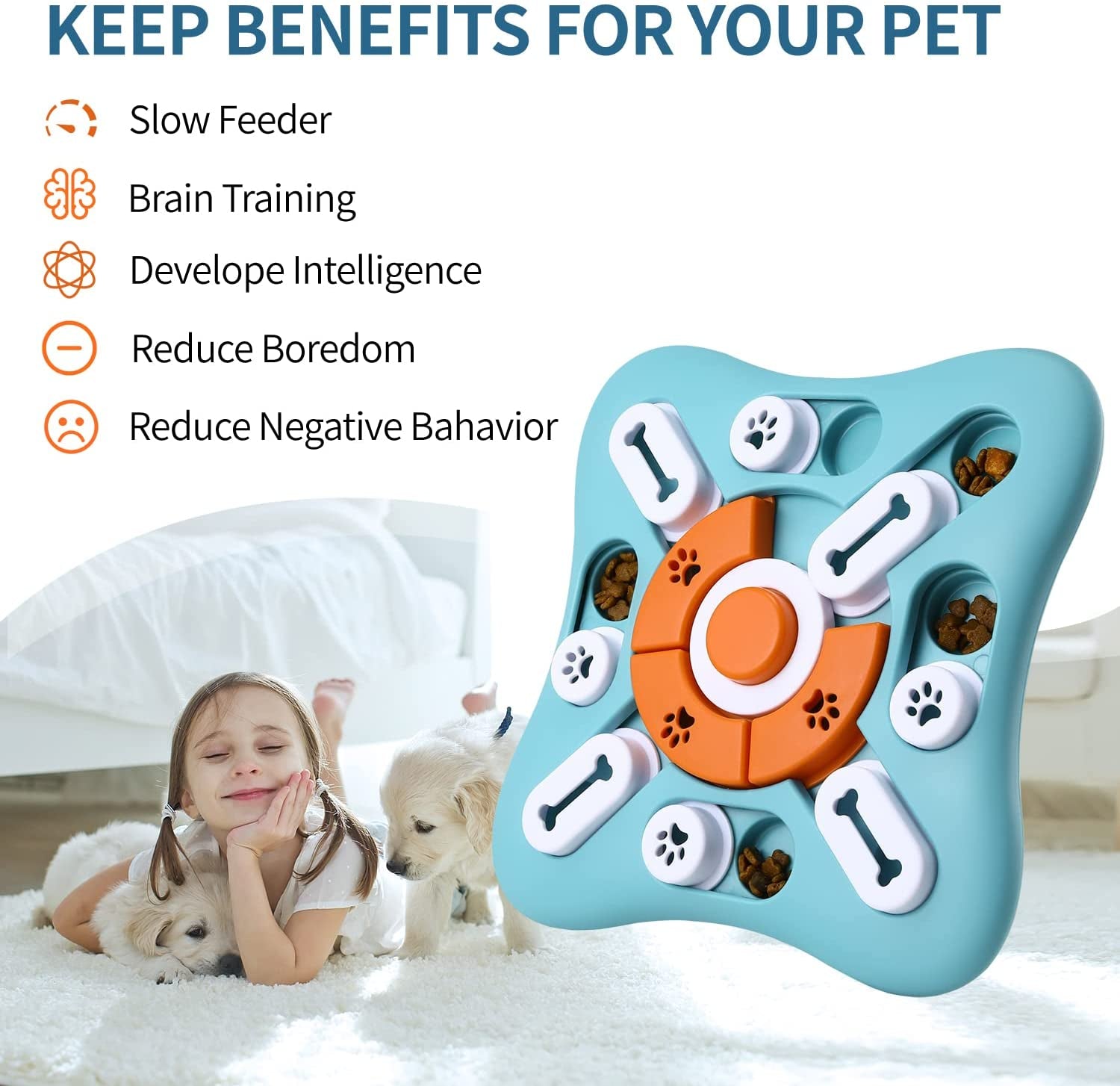 Interactive Dog Treat Puzzle - IQ Training & Mental Stimulation with Squeak Design for All Dogs