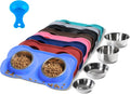 Hubulk 2 Stainless Steel Dog Bowls with Non-Skid Silicone Mat - Small, Pink, Includes Food Scoop