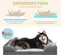 Memory Foam XL Dog Bed with Bolsters, Cooling, Waterproof, Orthopedic - Light & Dark Grey