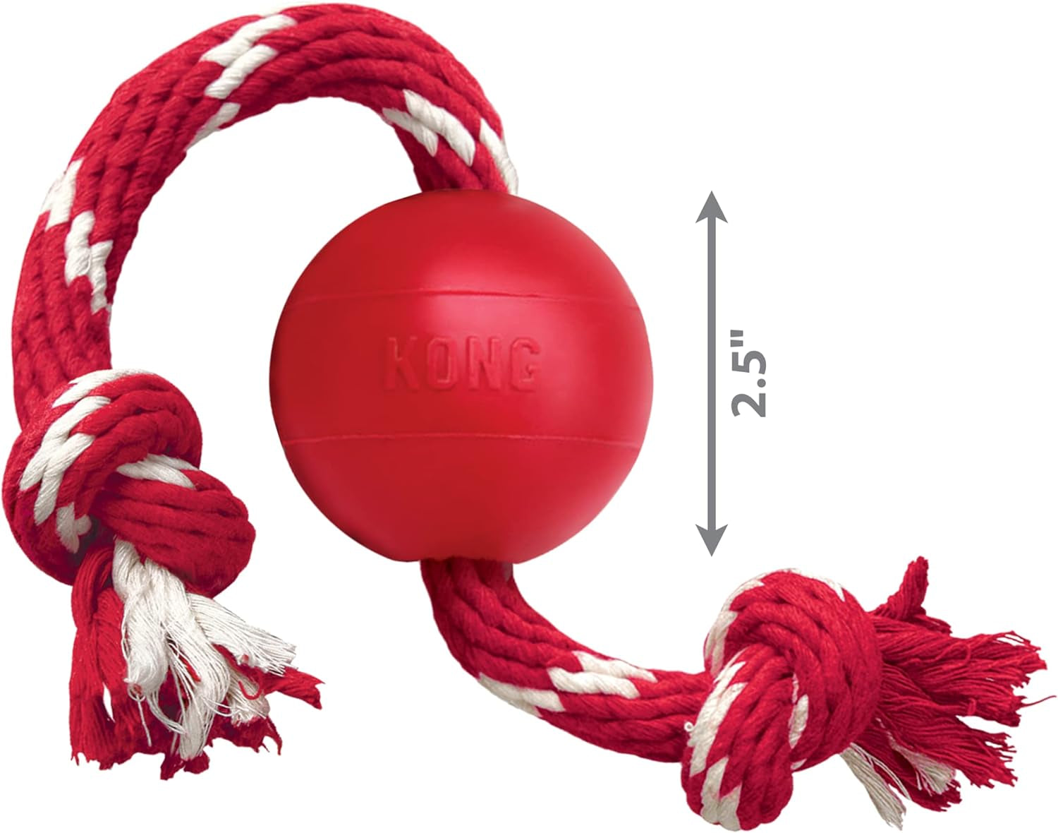 KONG Dog Ball with Rope – Durable Natural Rubber Fetch Toy with Rope for Tugging, Easy Throwing & Playtime, Ideal for Small Dogs