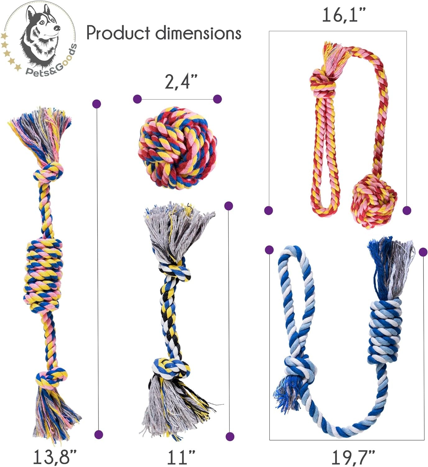 Puppy Chew Toys Set - Rope Dog Toy Pack for Teething, Tug-of-War & Play, Washable Cotton Ropes for Small Dogs