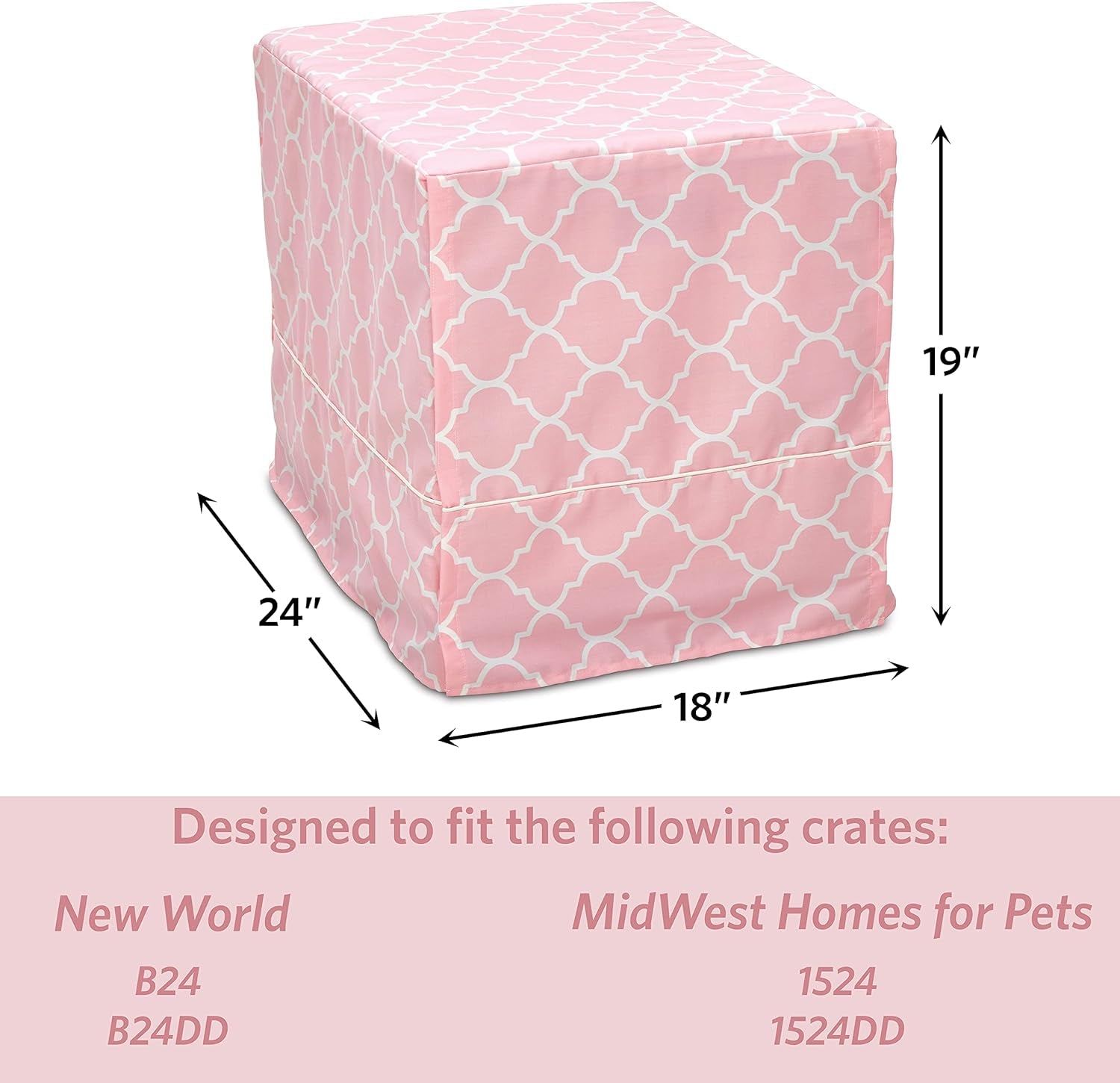 Stylish 24" Pink Dog Crate Cover with Teflon Protector – Fits Midwest Crates, Durable Designer Pattern, Easy to Clean for Cozy & Protected Dog Space