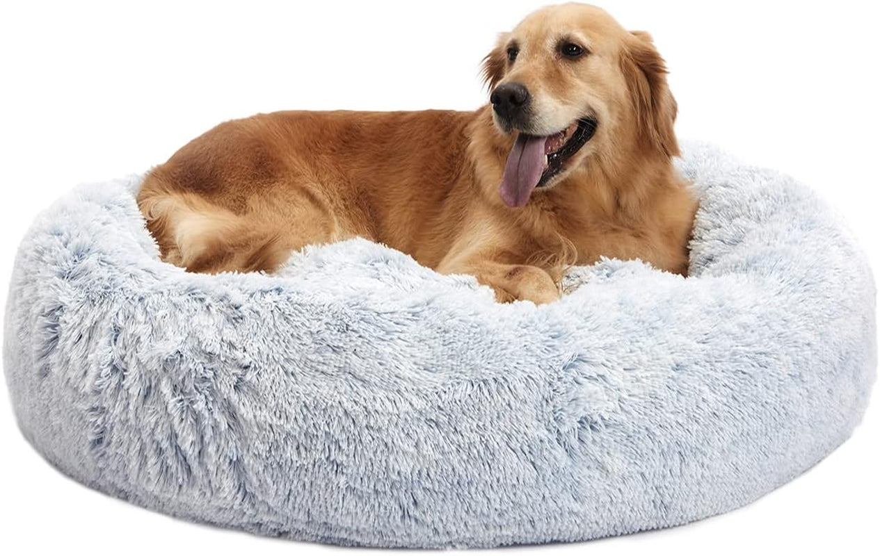 Calming Donut Dog Bed, 36" - Fluffy, Anti-Anxiety, Washable for Large Dogs - Various Colors & Sizes