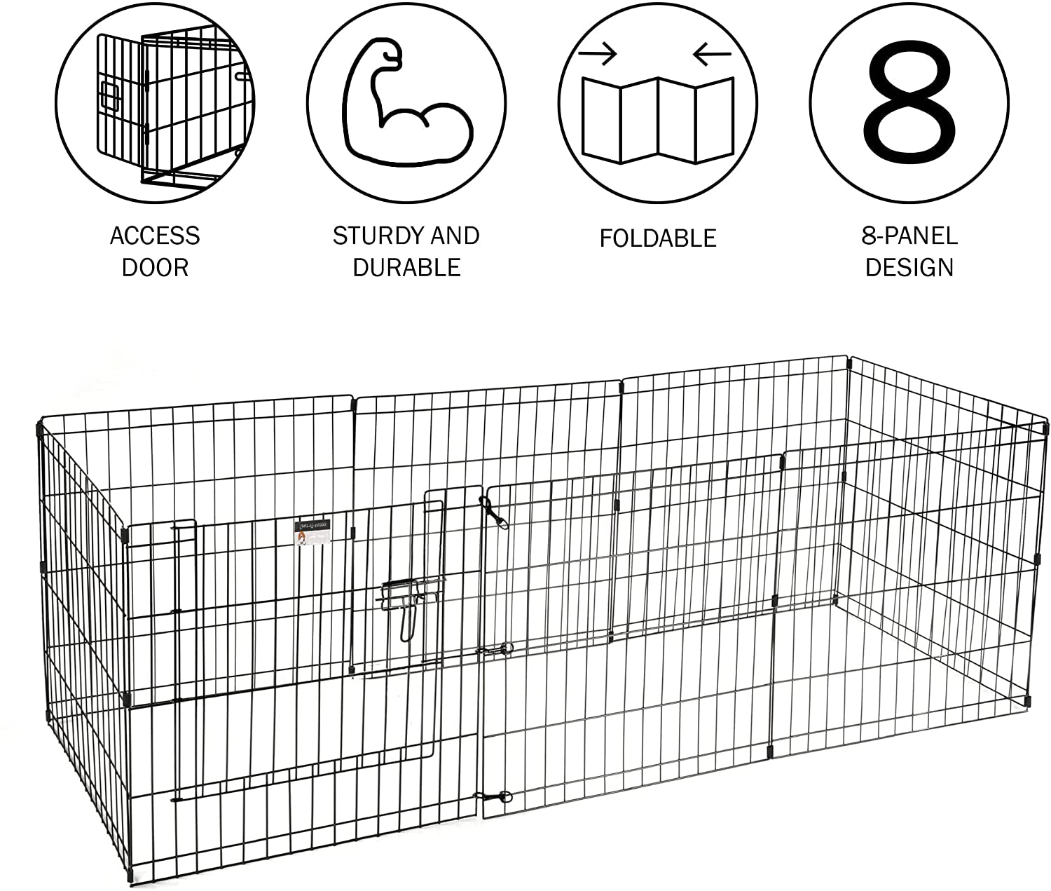 PETMAKER Puppy Playpen - Foldable 24-Inch Metal Exercise Enclosure with 8 Panels - Indoor/Outdoor Fence