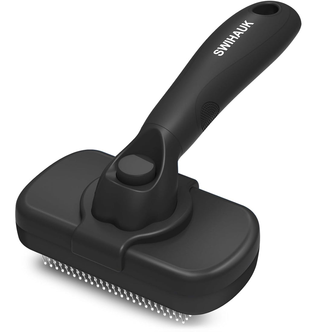 Self-Cleaning Slicker Brush for Dogs & Cats - Gentle Grooming Brush for Shedding & Deshedding, Black