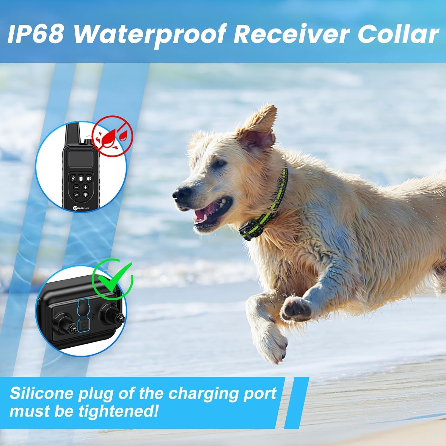 Multi-Mode Waterproof Dog Training Collar with Remote: Beep, Vibration, Shock, Light