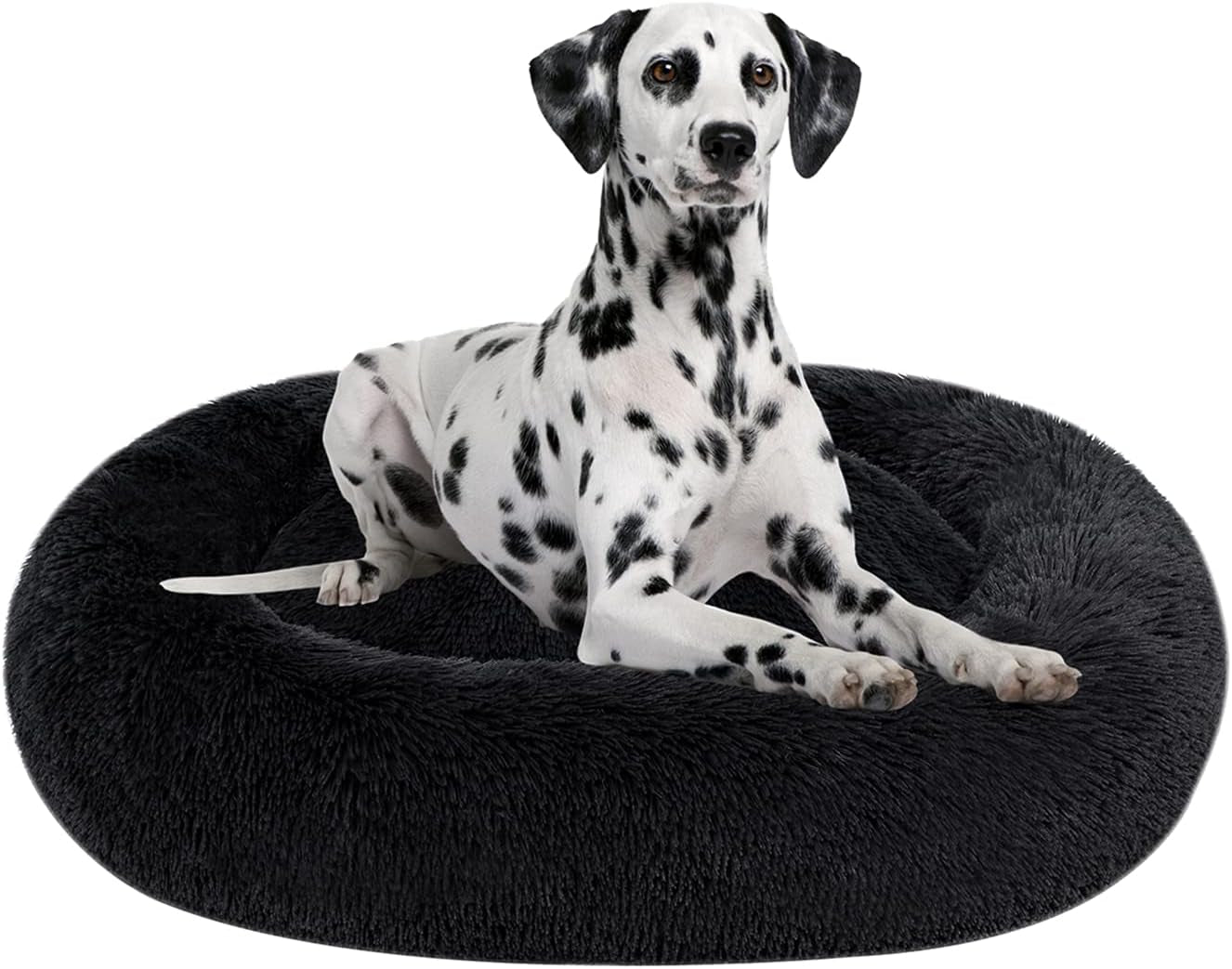 Coohom Oval Donut Cuddler Dog Bed 36", Shag Faux Fur, Washable - for Small & Medium Breeds