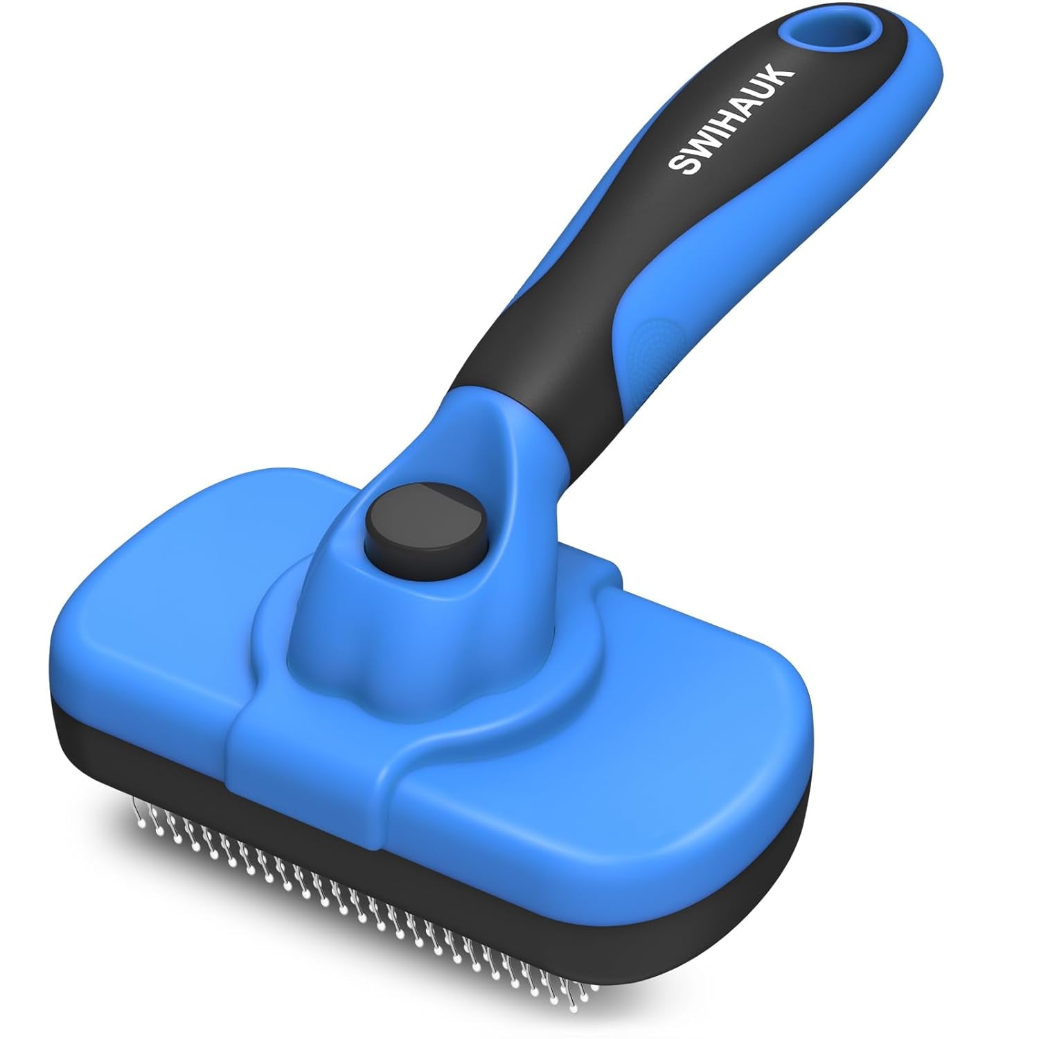 Self-Cleaning Slicker Brush for Dogs & Cats - Gentle Grooming Brush for Shedding & Deshedding, Black