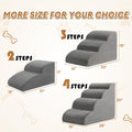 Romrol 4-Tier Dog Stairs: Non-Slip, Waterproof Fabric Cover, Ramp for Pets with Joint Issues, Grey