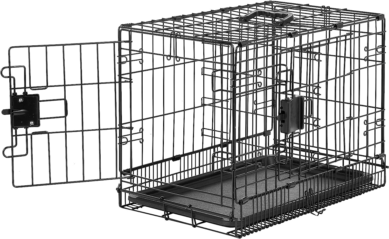 24-Inch Foldable Metal Dog Crate with Tray - Durable Single Door Wire Kennel from Amazon Basics, Black