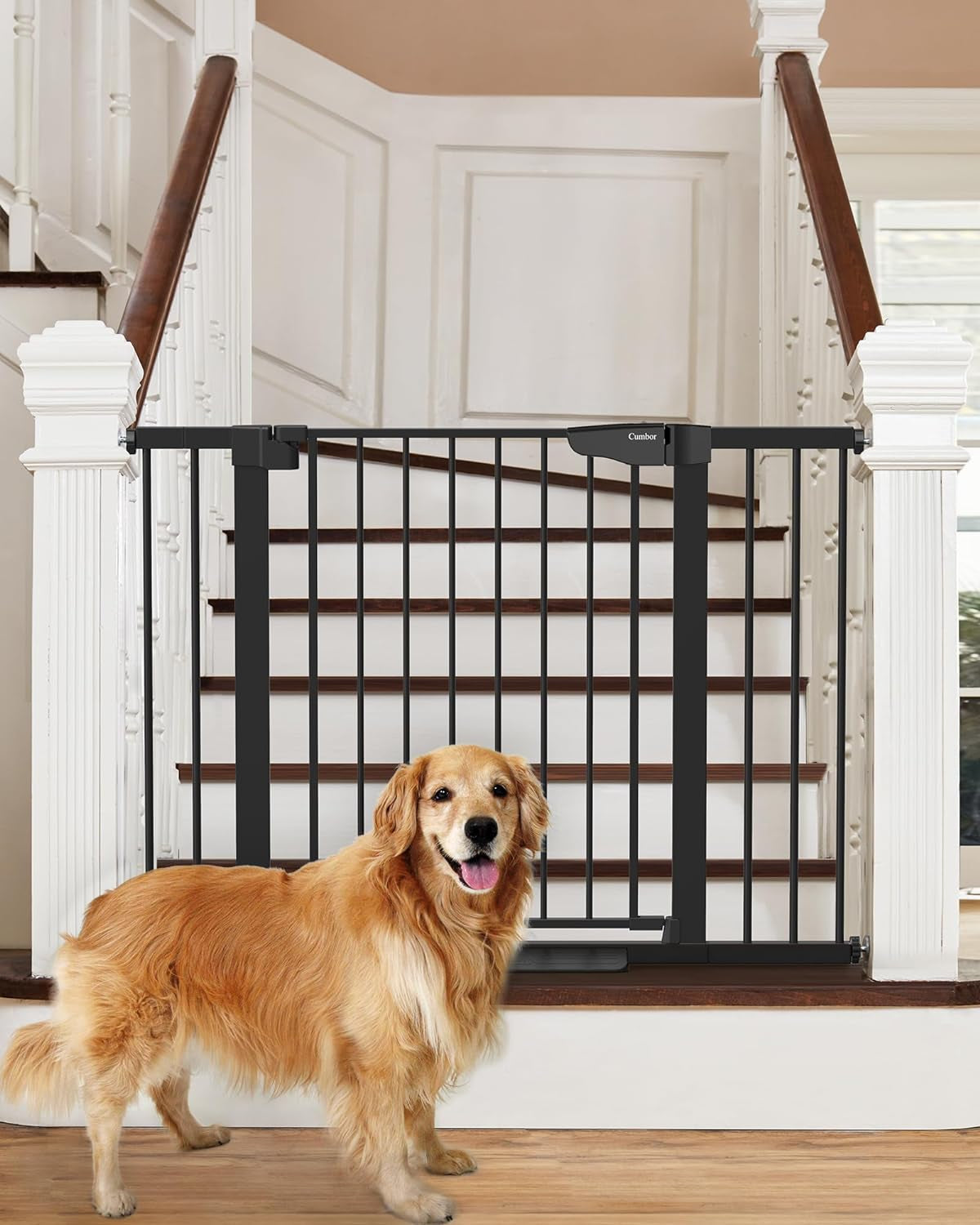 Auto-Close Dog Gate for Stairs & Doorways - Pressure-Mounted Pet Safety Gate, Easy Installation