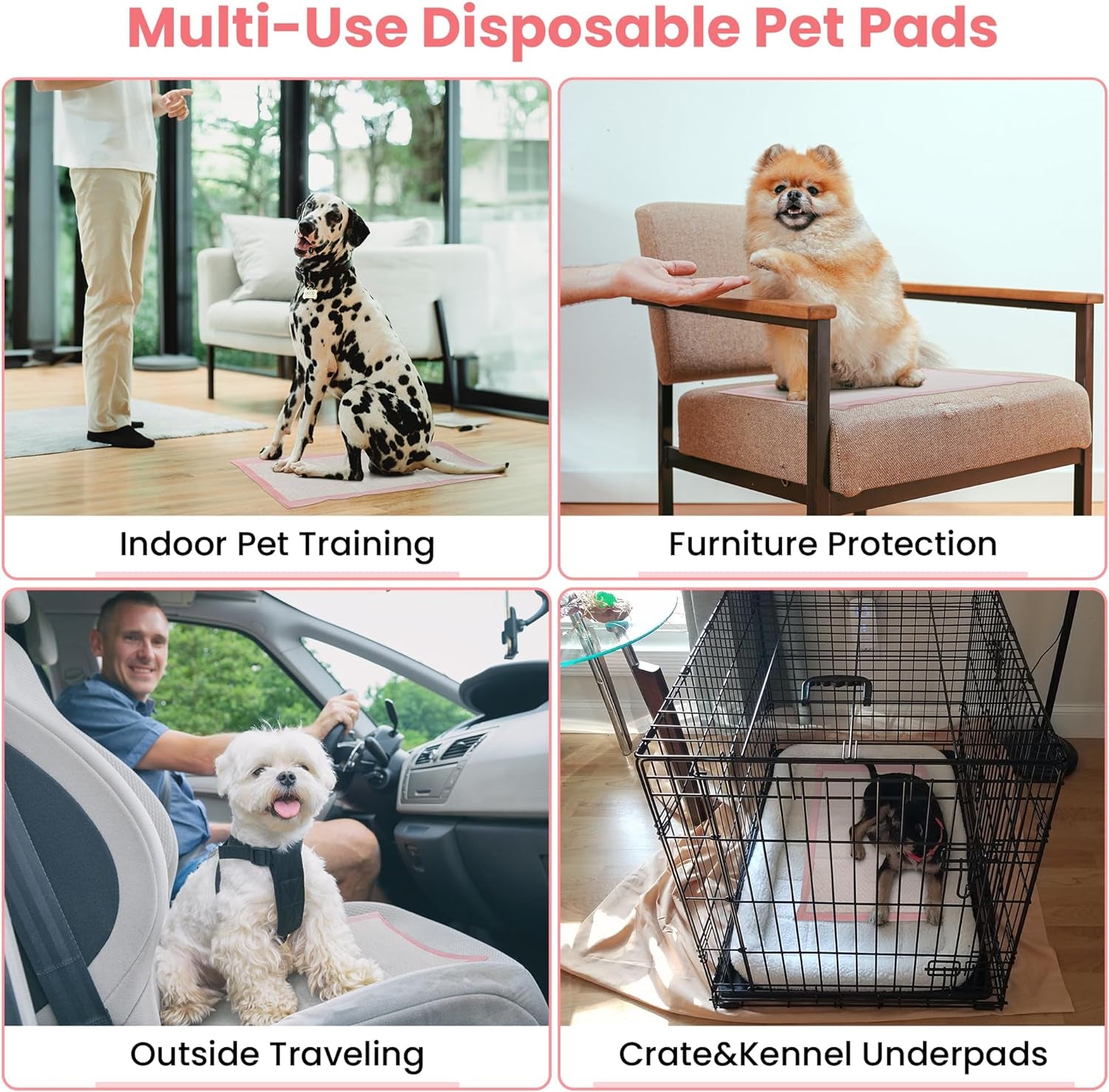 Ultra Absorbent Disposable Puppy Pee Pads – 100-Pack 18"x13" Leak-Proof, Quick-Dry Pet Training Pads for Dogs, Pink