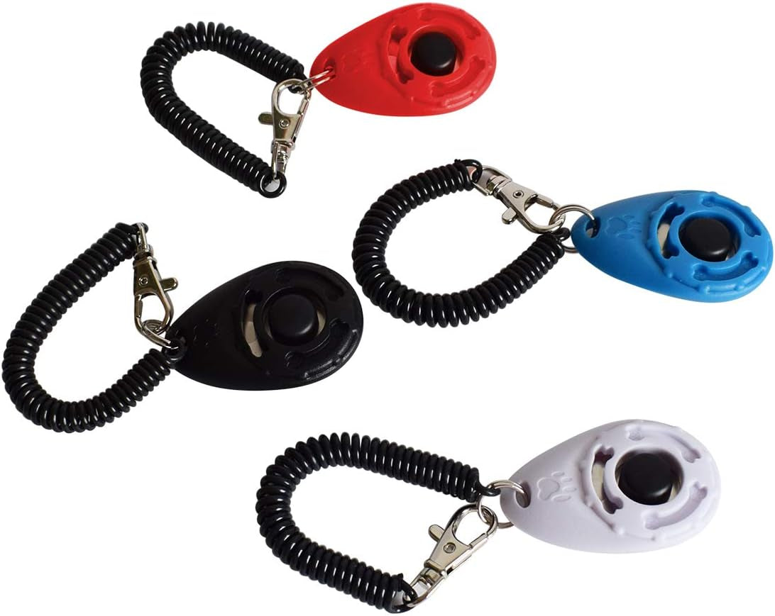 Ruconla 4 Pack Dog Training Clicker with Wrist Strap, Pet Training Clicker Set