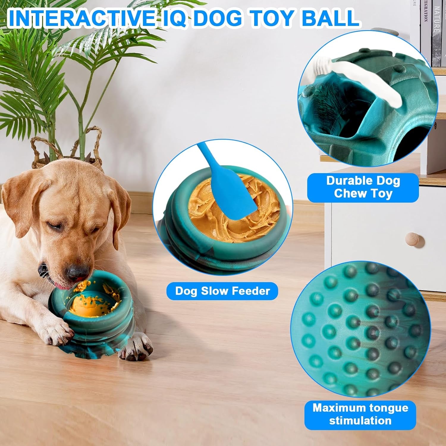 Yipetor Frozen Treat Dog Toy: Large & Medium Dogs, Freezable & Fillable Rubber, Anxiety Reducing