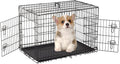 FDW Folding Metal Dog Crate with Double Door, Divider Panel & Leak-Proof Tray - Portable Kennel for Large Dogs,