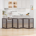 Wooden Foldable Dog Gate, Freestanding Multi-Panel Indoor Pet Gate, Extra Wide 24