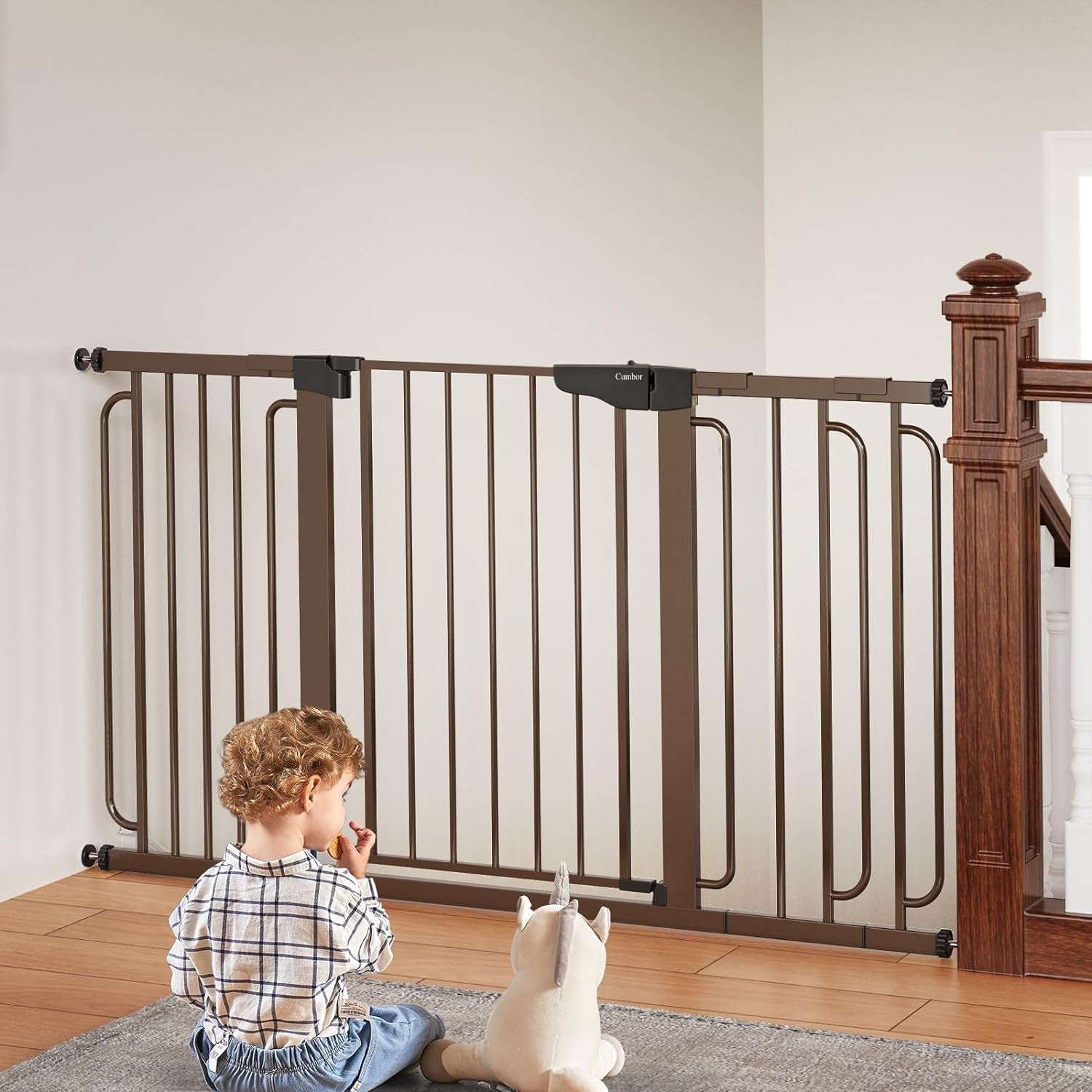 Auto-Close Dog Gate for Stairs & Doorways - Pressure-Mounted Pet Safety Gate, Easy Installation