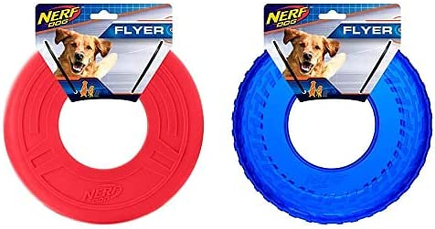 Nerf Dog Rubber Tire Flyer, Flying Disc, Floats, Durable - 10" Diameter, Blue