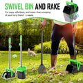 Pooper Scooper with Swivel Bin & Rake, Waste Bags Included, Dog Poop Scooper with Bag Attachment & Lid