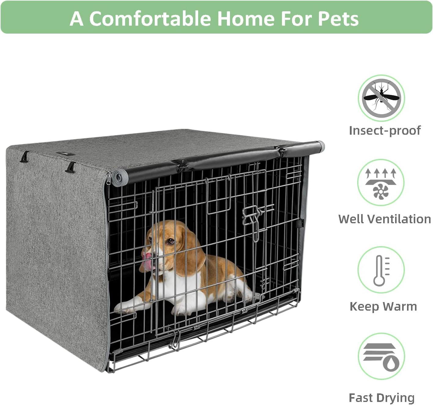 New World Pet Dog Crate Cover – Teflon Fabric Protector, Designer Cover Fits Various Sized-Crates