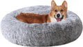 JOLLYVOGUE Calming Donut Pet Bed: Anti-Anxiety, Washable, Fluffy Cuddler, Various Sizes