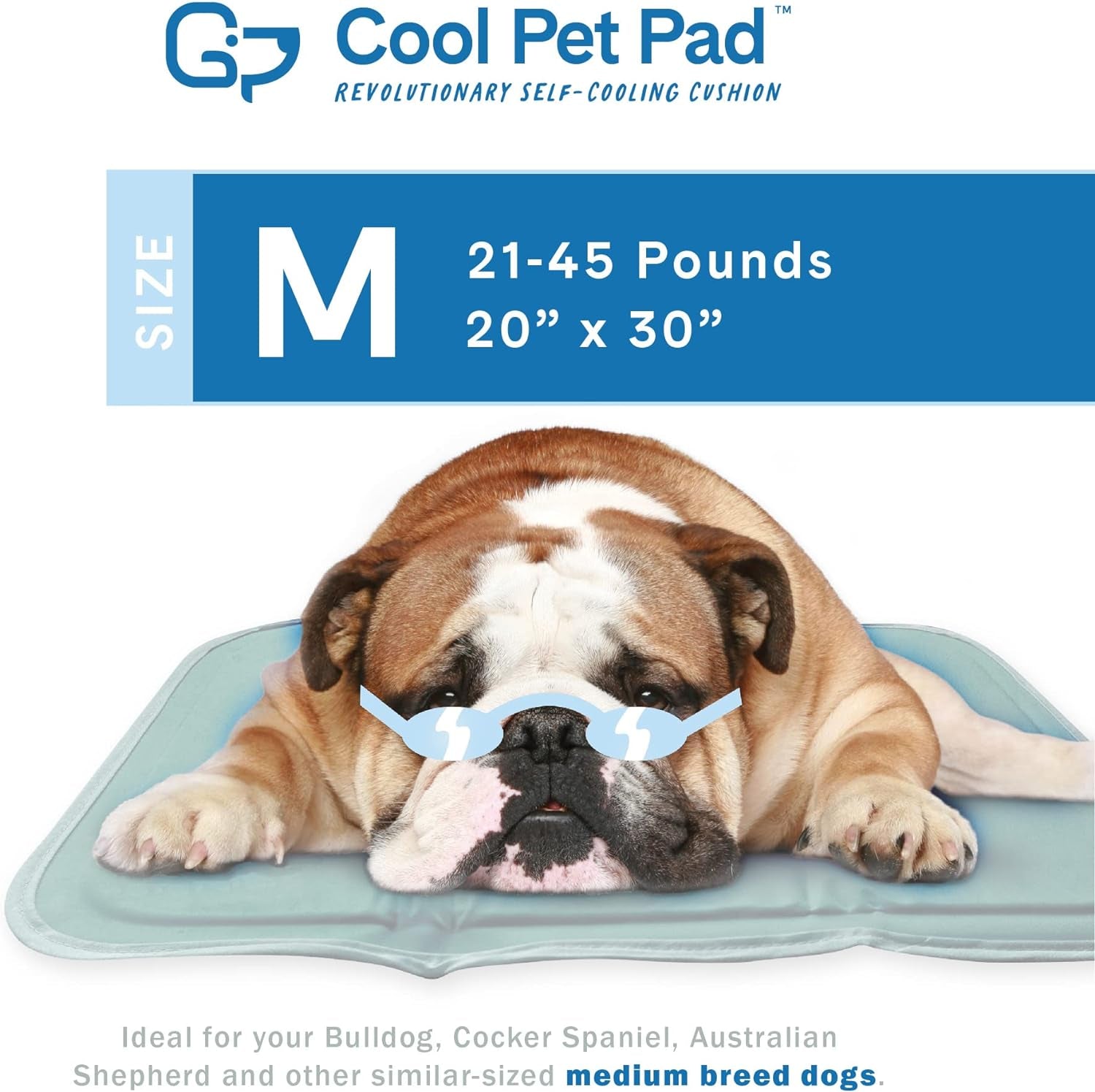 The Green Pet Shop Cooling Mat, Medium - Pressure-Activated, Non-Toxic Gel for Dogs & Cats, 21-45lbs