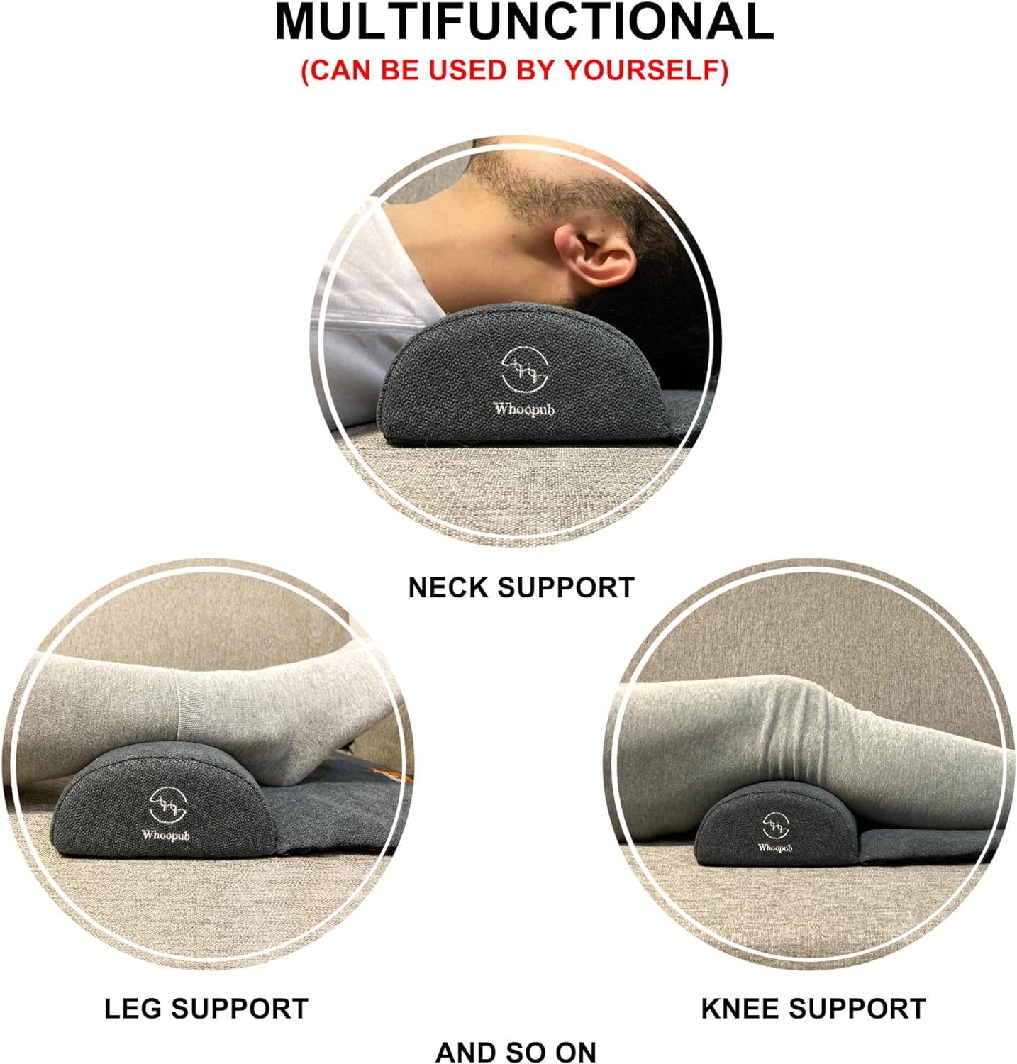 Large Dog Bolster Pillow/Headrest, High Resilience Foam for Cervical Neck Support, Machine Washable Cover