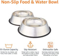 2-Pack Stainless Steel Dog Bowls: Non-Skid, 10x2.8 Inches, 4 Cups Each