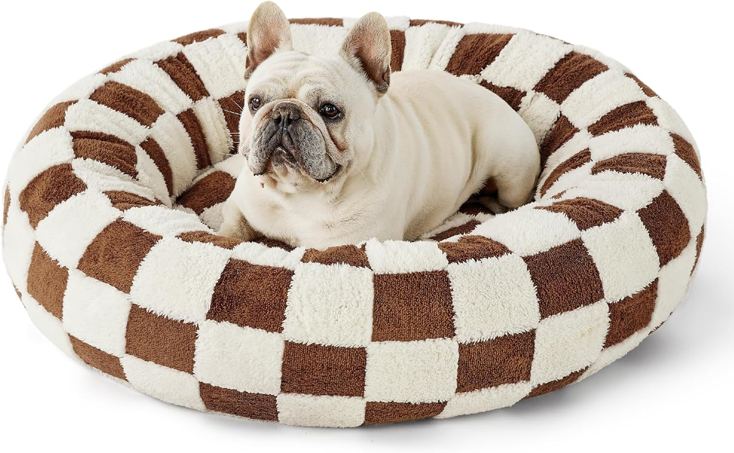 Lesure Donut Shaggy Plush Dog Bed: Calming, Anti-Slip, Various Colors & Sizes