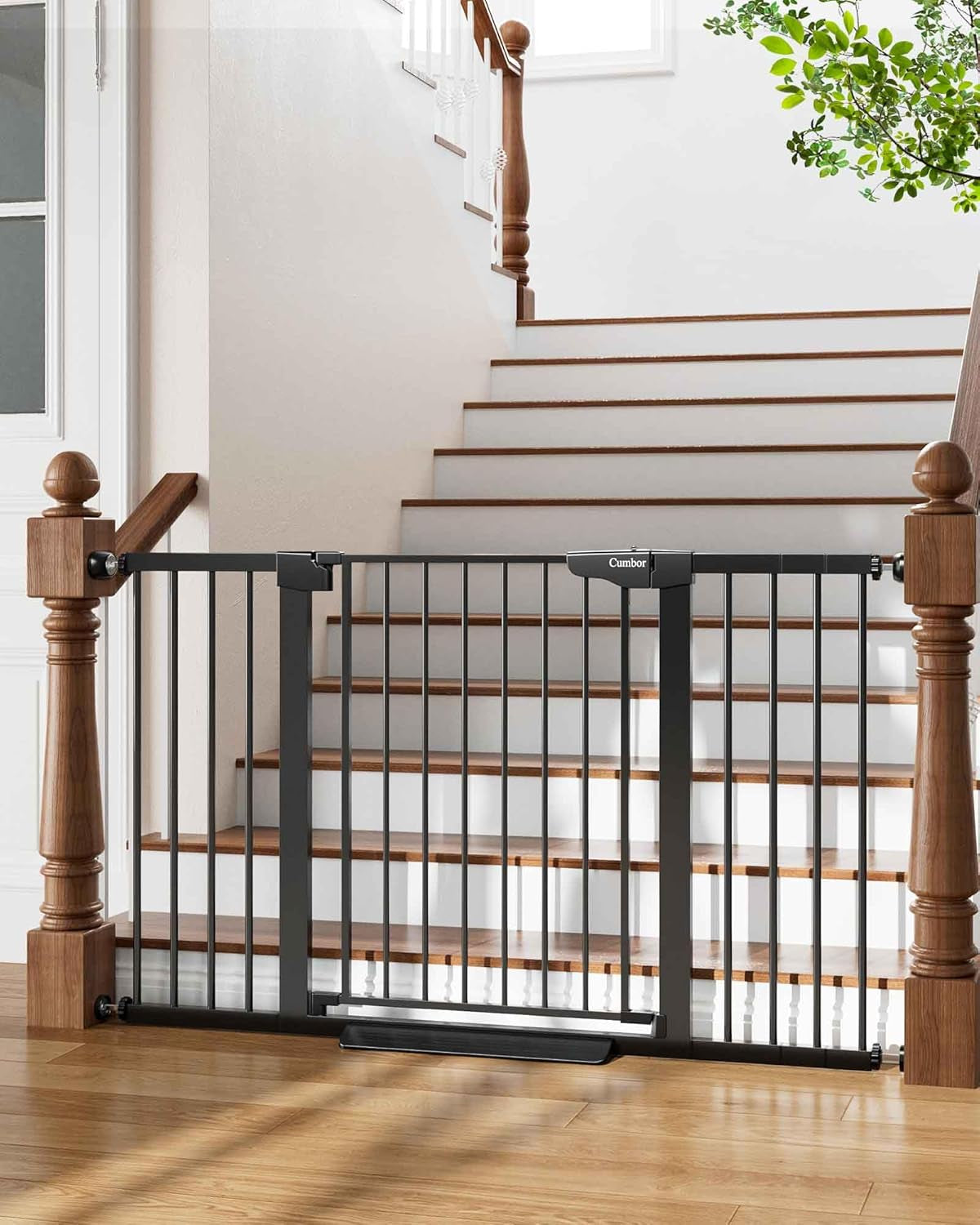 Auto-Close Dog Gate for Stairs & Doorways - Pressure-Mounted Pet Safety Gate, Easy Installation