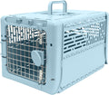 Sportpet Rolling Plastic Travel Dog Crate - Medium Gray Kennel with Wire Door, Portable & Durable, Perfect for Safe Pet Travel