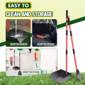 Heavy Duty Pooper Scooper Tray & Shovel Kit with Adjustable Metal Handle, Includes 10 Waste Bags