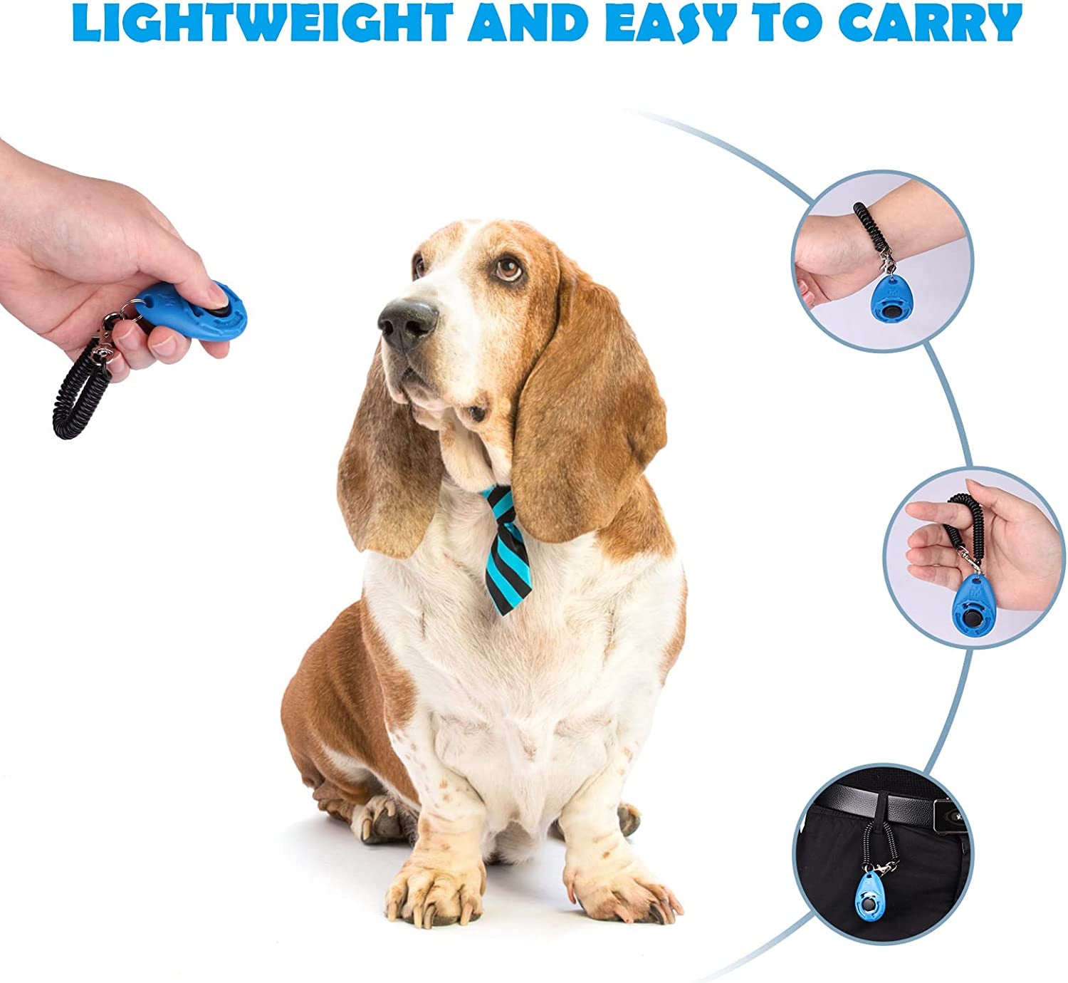OYEFLY Dog Training Clicker 2-Pack: With Wrist Strap, Lightweight, Blue and White
