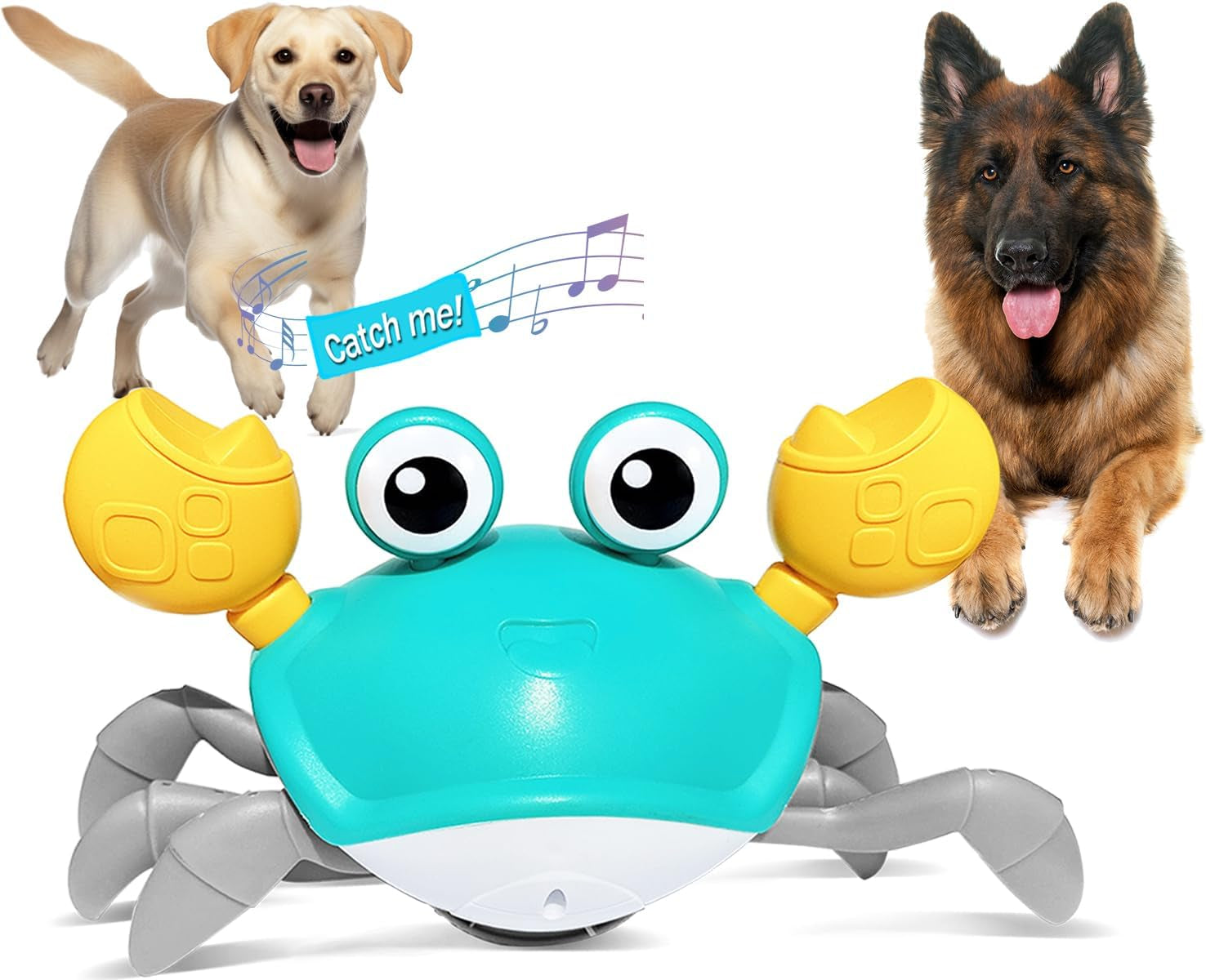 HONGID Interactive Crawling Crab Dog Toy – Escaping Toy with Obstacle Sensor, Lights & Sounds