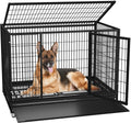 Heavy-Duty Indestructible Dog Crate – Escape-Proof Cage with Removable Trays, Wheels, Double Door, XL Size for Large Dogs