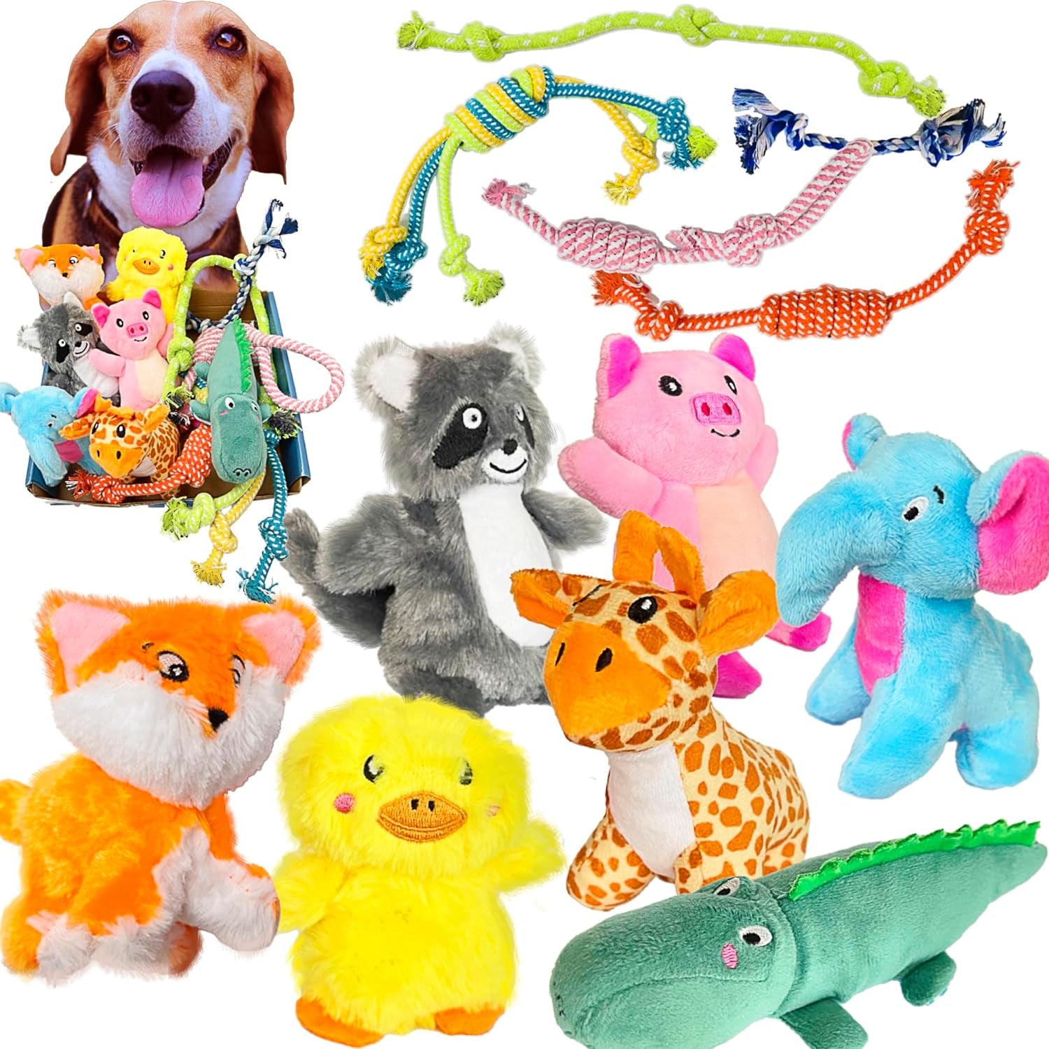 Jalousie 18-Pack Deluxe Multipack Squeaky Toys for Small to Large Dogs