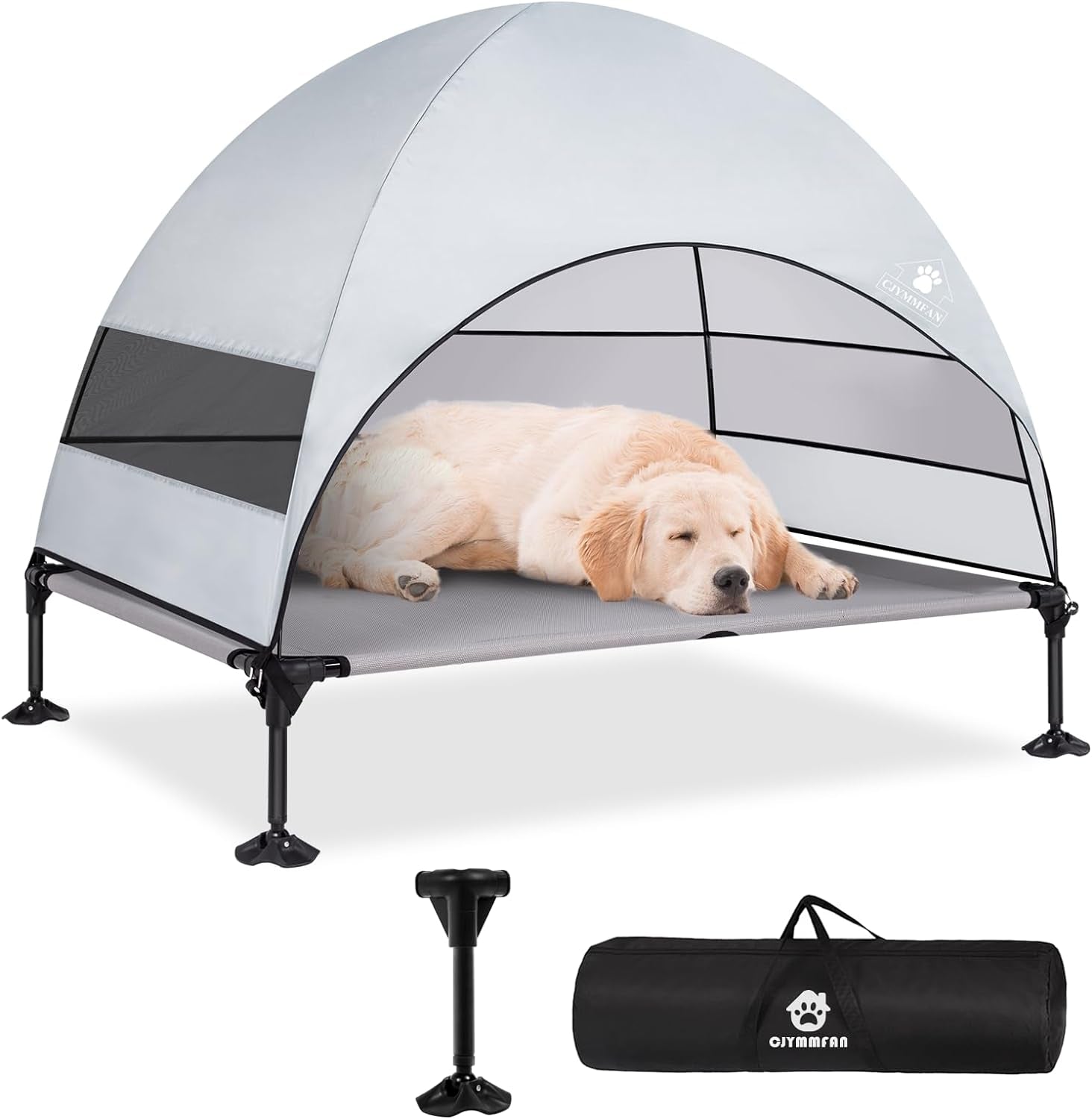 Elevated Dog Bed with Canopy, Anti-Slip Feet, Portable Pet Cot, Shade for Large Dogs, Indoor & Outdoor