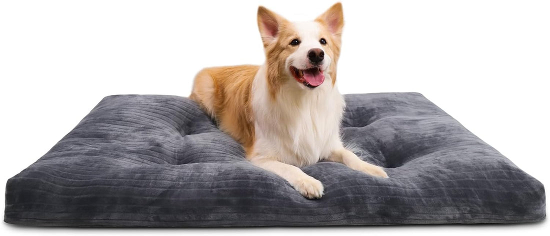 Large Deluxe Washable Dog Crate Bed - Thick Flannel, Anti-Slip, Fluffy Comfort, Various Sizes