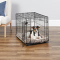 Midwest Single Door Enhanced Crate – 36-Inch Dog Crate with Leak-Proof Pan, Divider Panel, Patented Features, Floor-Protecting Feet, Ideal for Medium Breeds