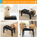 4-Height Adjustable Elevated Dog Feeder: 2-in-1 Slow Feeder & Water Bowl, Anti-Dust, Black