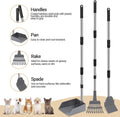 Pooper Scooper Set with Long Adjustable Handles, Dog Poop Tray & Rake, Durable Stainless Steel