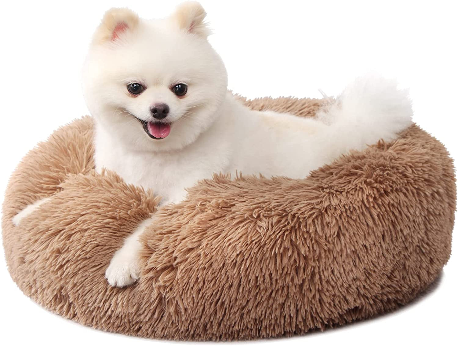 Small Calming Dog Bed - Anti-Anxiety, Washable, Fluffy, Waterproof, Anti-Slip Base