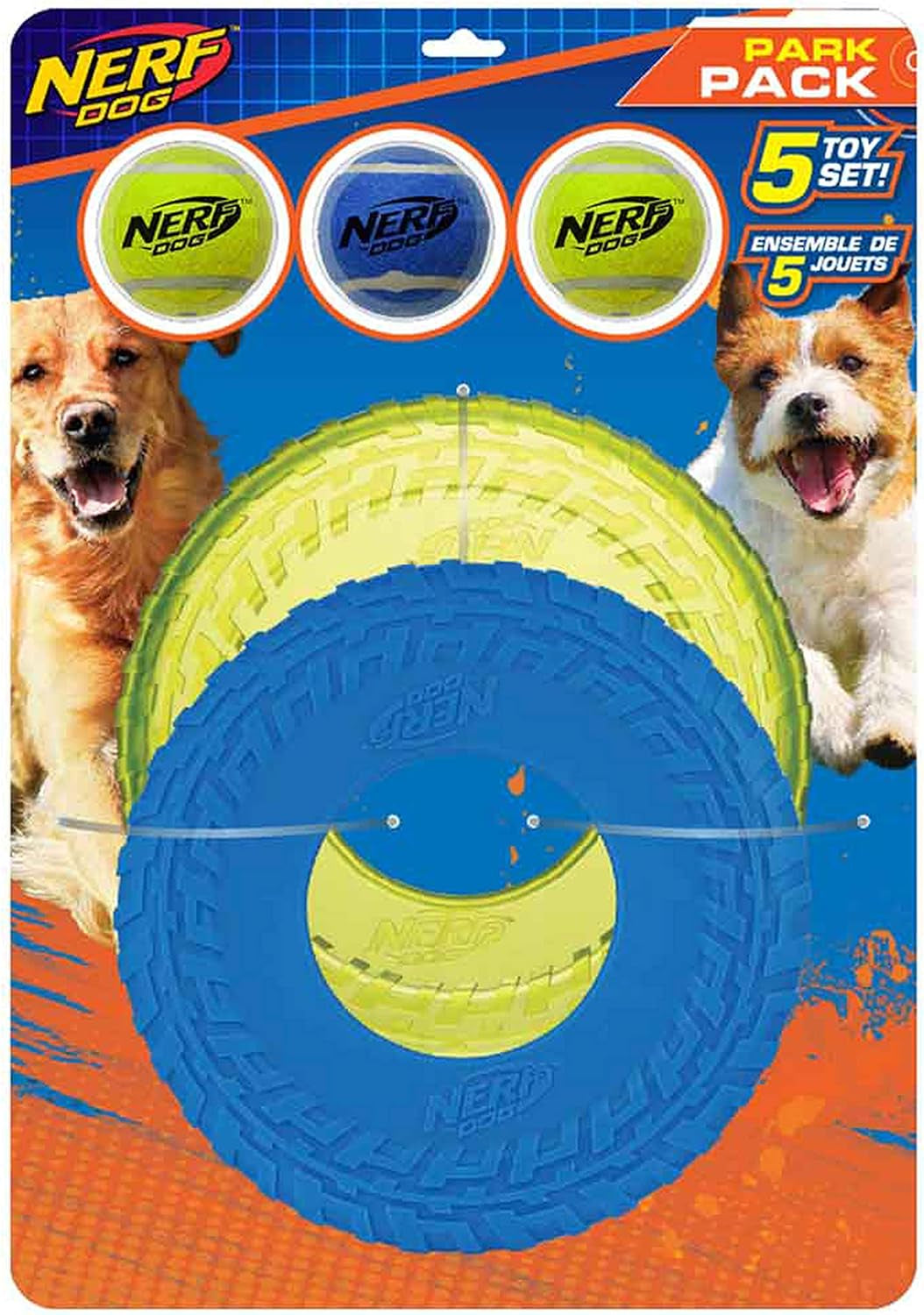 Nerf Dog Rubber Tire Flyer, Flying Disc, Floats, Durable - 10" Diameter, Blue