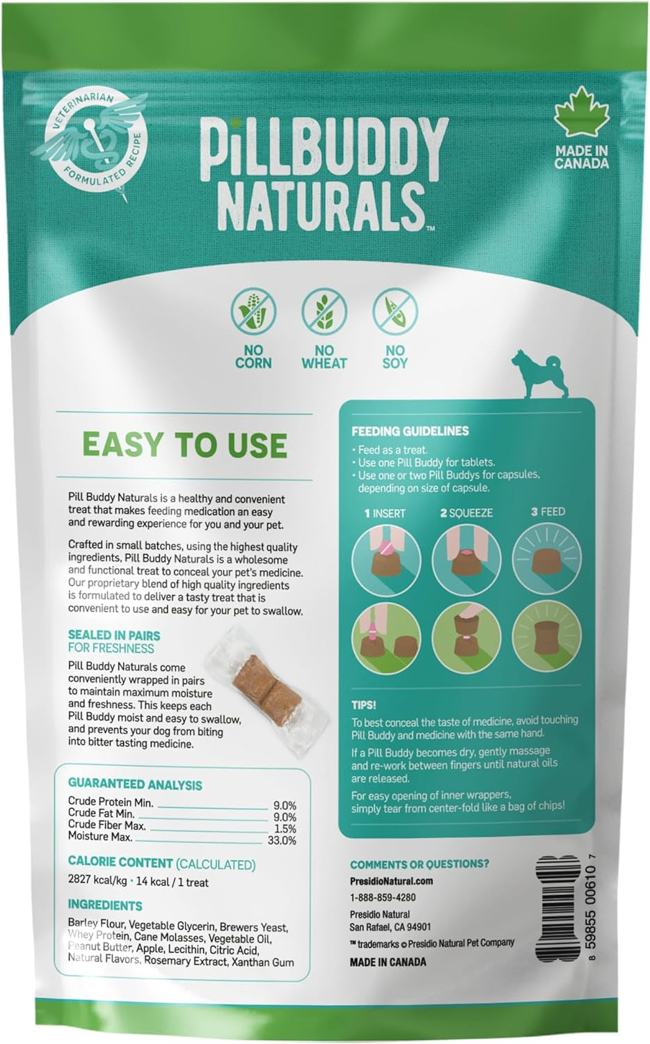 Pill Buddy Naturals - Peanut Butter & Apple, Pill & Medication Hiding Treats for Dogs