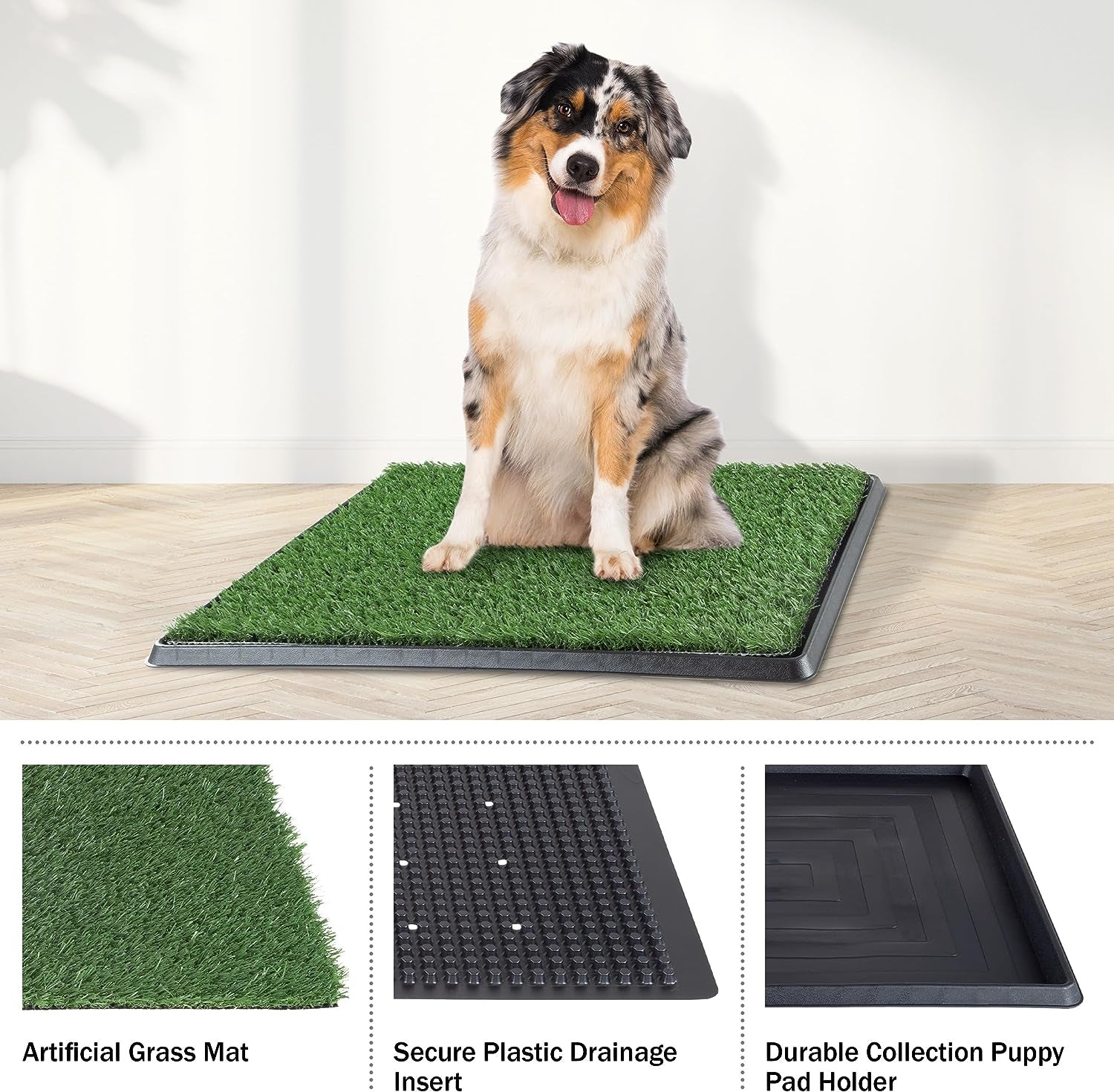 PETMAKER Artificial Grass Puppy Pee Pad with Tray – Reusable Multi-Layer Dog Potty Training Pad for Small Dogs