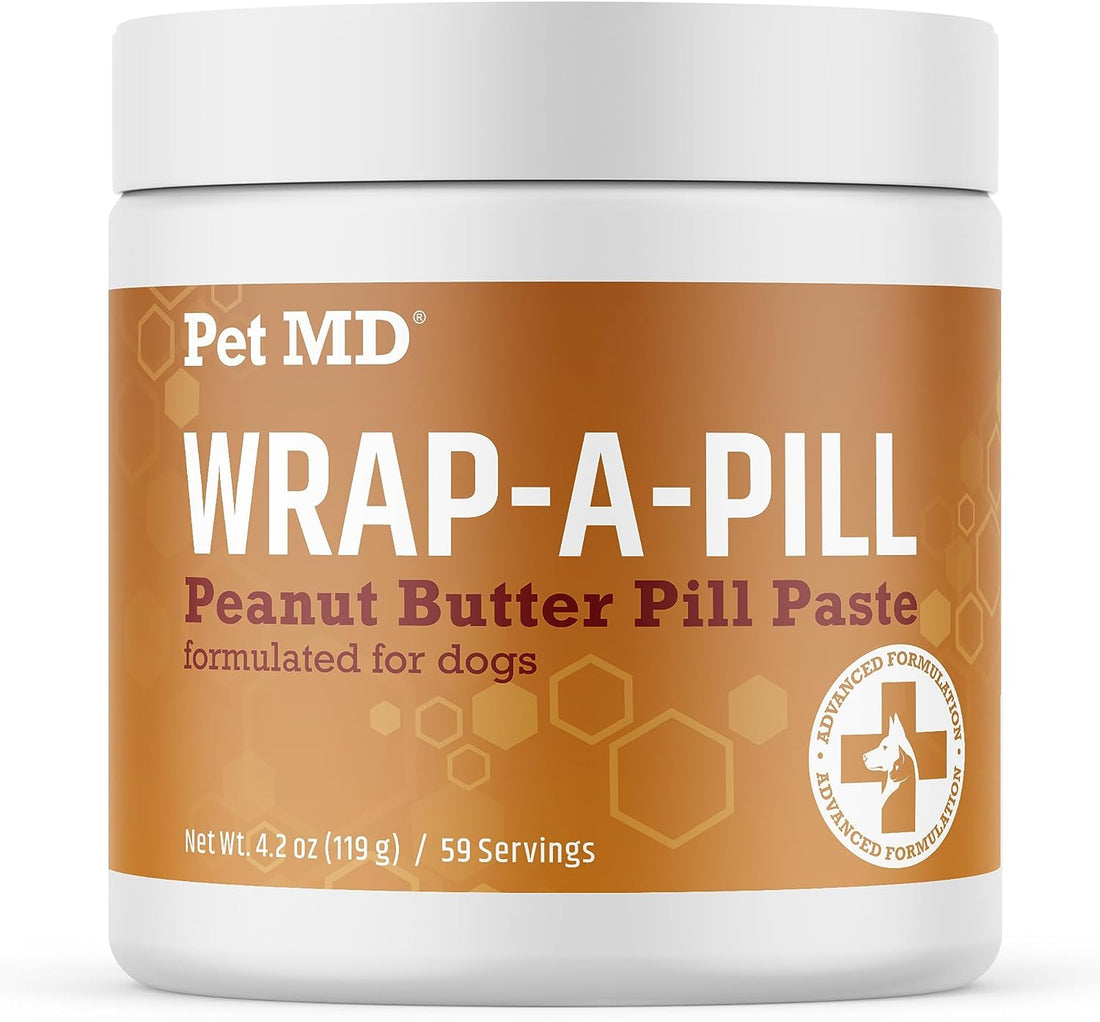 Pet MD Wrap a Pill – Peanut Butter Flavored Pill Paste for Dogs, Easy-to-Use Paste to Hide Pills and Medications